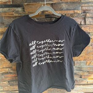 Maeve Black Tee with White Script Design